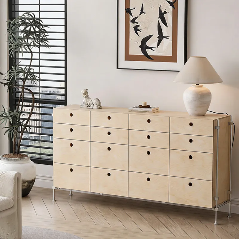 Medieval solid wood six-chest cabinet, living room locker, wall cabinet, ocean board optical axis, drawer, storage chest