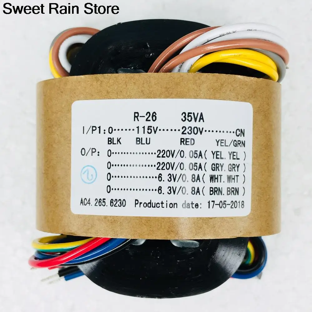 

1PC 35W Sec Voltage 220V x2 + 6.3V x2 R-Core Transformer for TUBE preamp DAC amp diy audio transformer R type power transformer