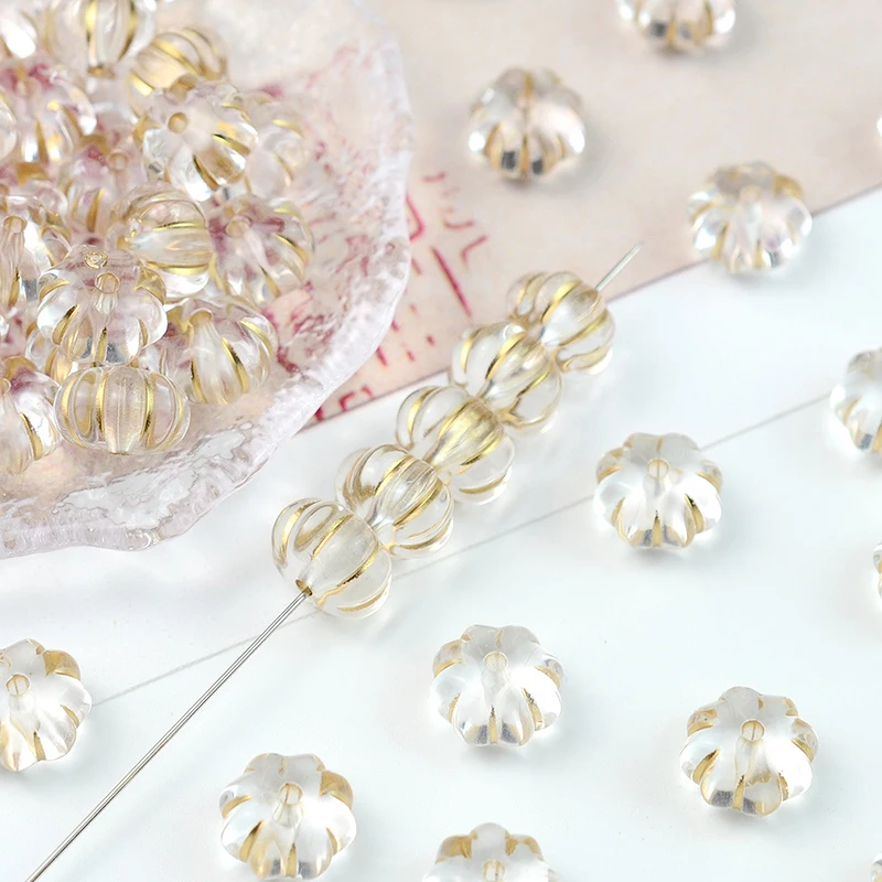 100개/묶음 DIY 믹스 쥬얼리 액세서리 12mm 금색 호박 비즈 아크릴 레진 금도금 평면 비즈 펜던트용