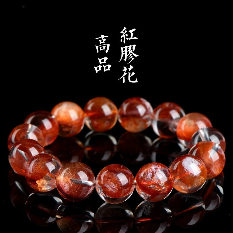 

Браслет из натурального высококачественного красного гематоидного кварца с круглыми бусинами, бусины из красного фантомного кварца, унисекс-украшение с целебными кристаллами