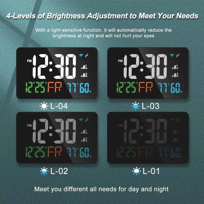 Clock automatic timing 24 years new 2868 WIFI temperature and humidity atomic clock mirror clock LED graffiti