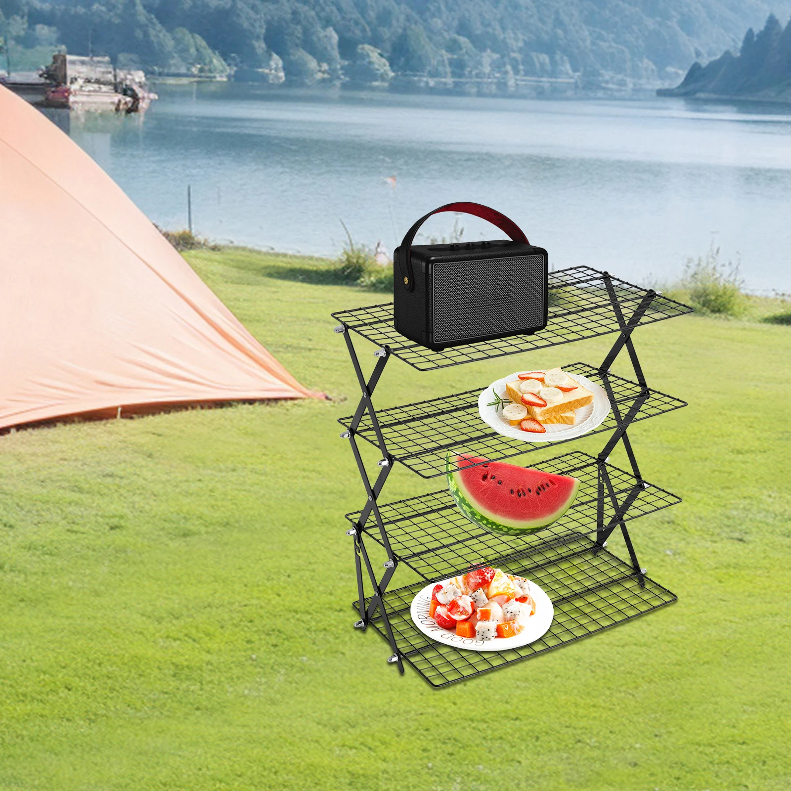 

4 Tier Collapsible Cooling Rack Baking Cookie Rack Stackable Cooling Bakeware