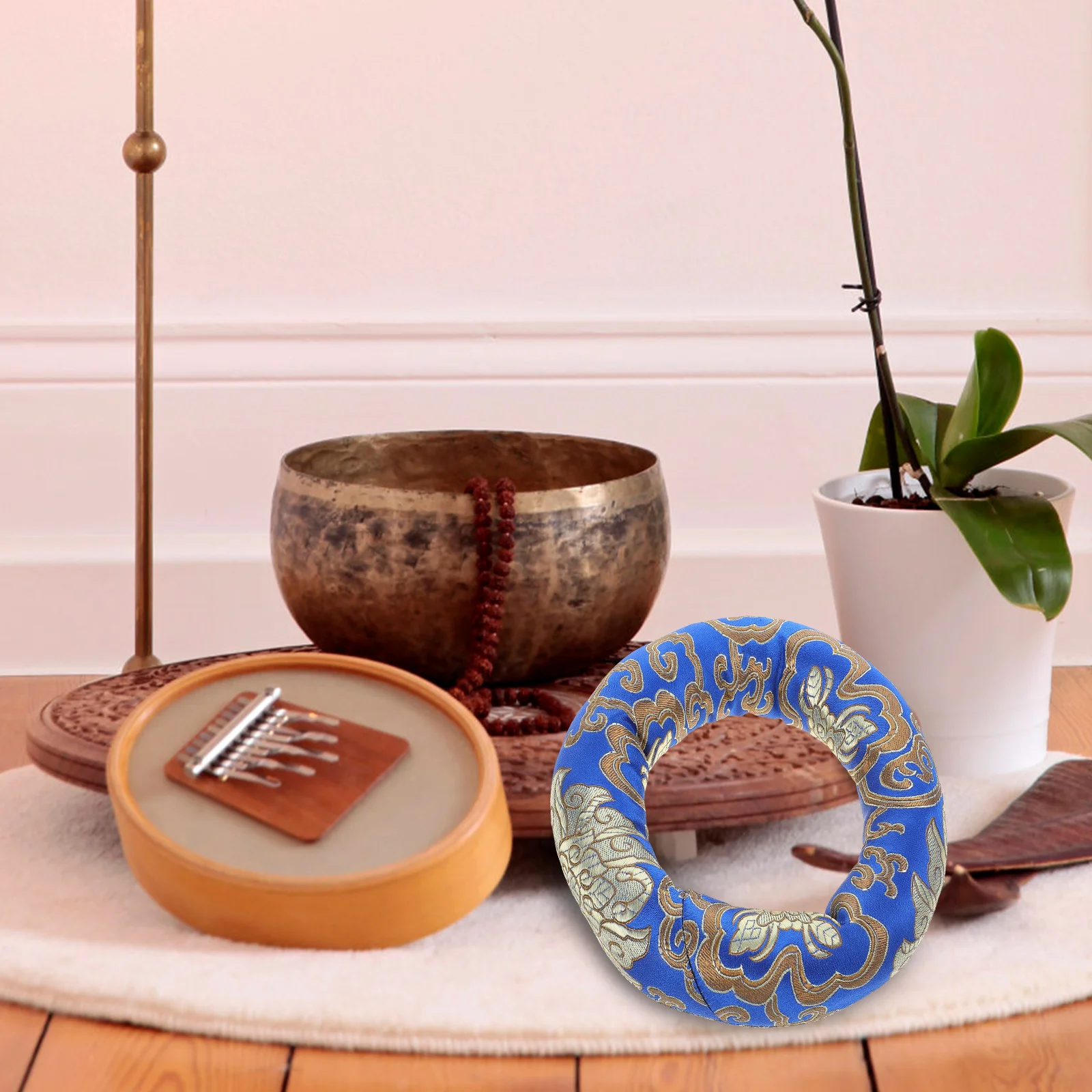 Bowl Mat Meditation Sound Cushion Decorate Singing Tibetan Bowls Silk Cloth Pad Ring