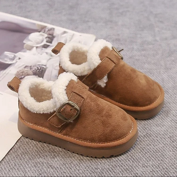 Autumn Winter Thick Sole Plush Snow Boots Boys Girls Comfy Warm Fleece Lining Ankle Boots Woman Anti Slip Platform Cotton Shoes