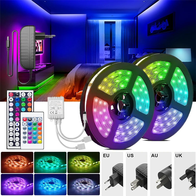 

Led Strip Lights 5050 Smart Remote Control 12V Rgb Led Tape 25M RGB Led Light Strips 30M Dimmable 24key Rgb Led Ribbon Strips