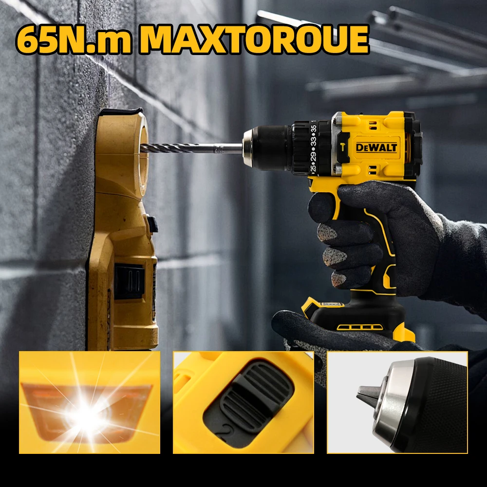 Dewalt DCD805 20V Cordless Impact Drill Brushless Electric Drilling Tool with LED Light for Drilling Tasks