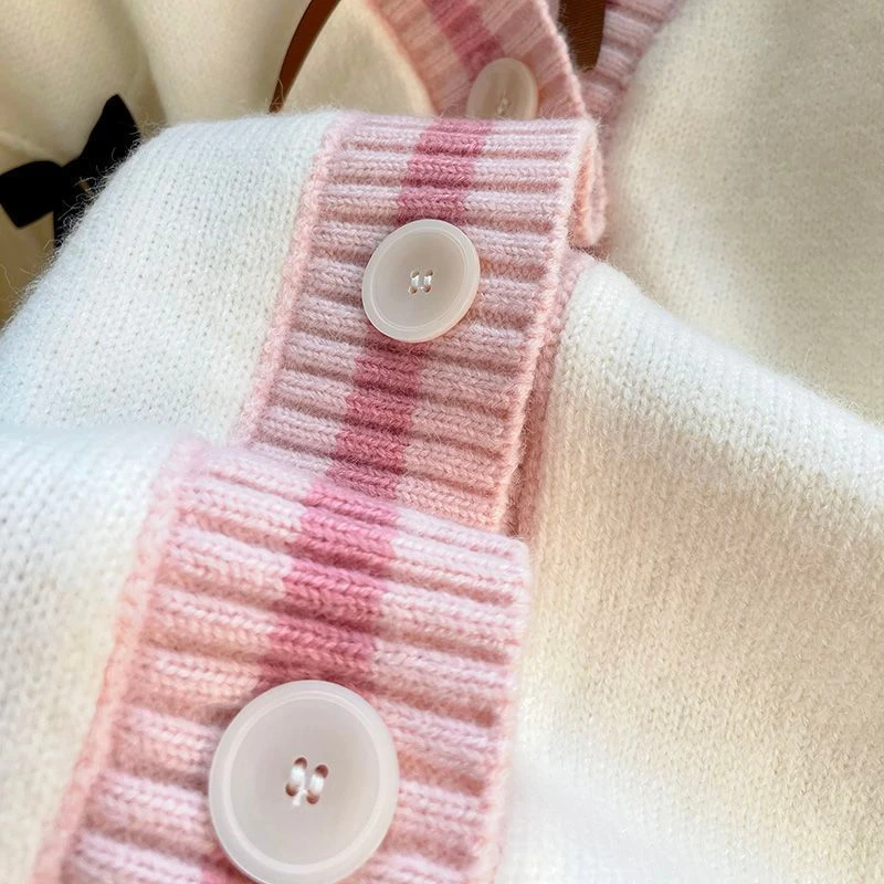 Casual Sweet Bow Cardigans Women Autumn Winter Japanese Sweaters Preppy Style Knitted Korean Y2K Vintage V-Neck Long Sleeve Tops 6 Casual Sweet Bow Cardigans Women Autumn Winter Japanese Sweaters Preppy Style Knitted Korean Y2K Vintage V-Neck Long Sleeve Tops 6