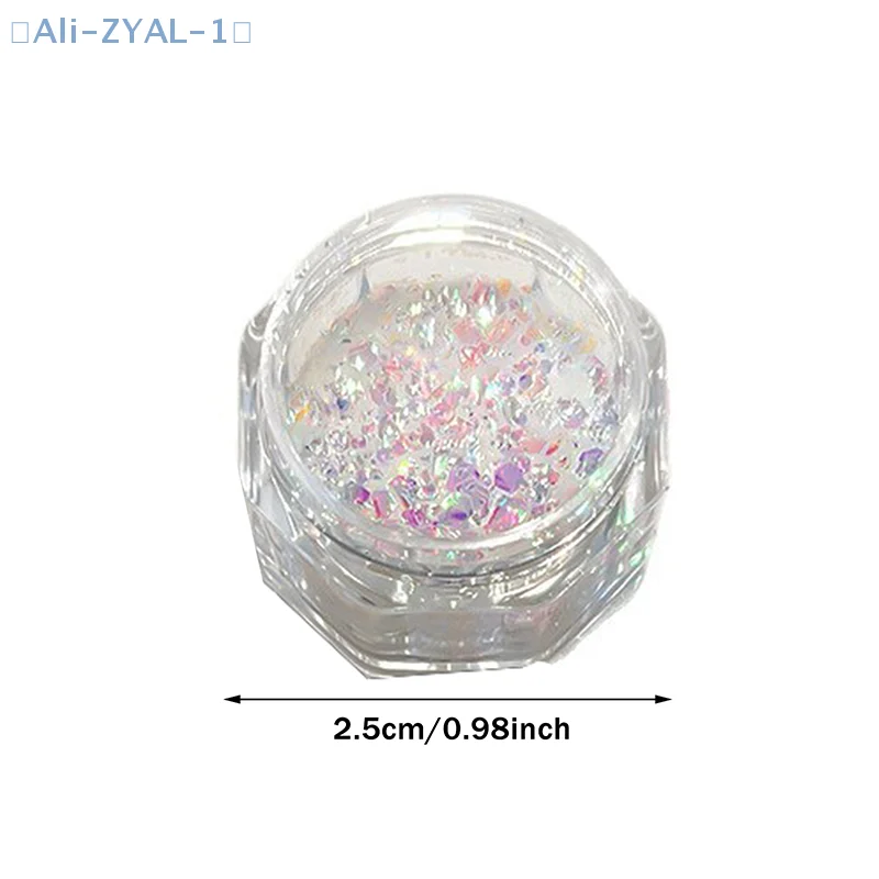 【ZYAL-1】1 tarro de brillo de sirena para decoración de uñas, copos láser ultrafinos, lentejuelas holográficas, accesorios irregulares para decoración de uñas