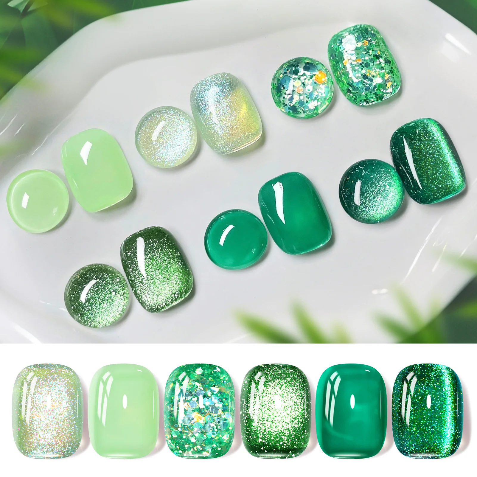 

BORN PRETTY 6PCS Fireflies Forest Mixed Gel Nail Polish Set Jelly Transparent Cat Magnetic Soak Off UV Nail Art Salon Kit Home