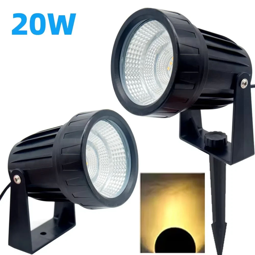 أضواء LED خارجية 20 واط أبيض دافئ مقاوم للماء أضواء الحديقة التيار المتناوب 85 فولت-265 فولت/تيار مستمر 12 فولت للحدائق والشرفات والساحات والمروج والأرصفة