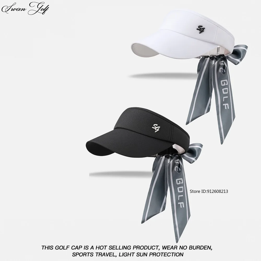 SG New Empty Top Cap Women Sunscreen Adjustable Sports Golf Hat Anti-UV Casual Cap with Removable Bow Golf Aids view 2