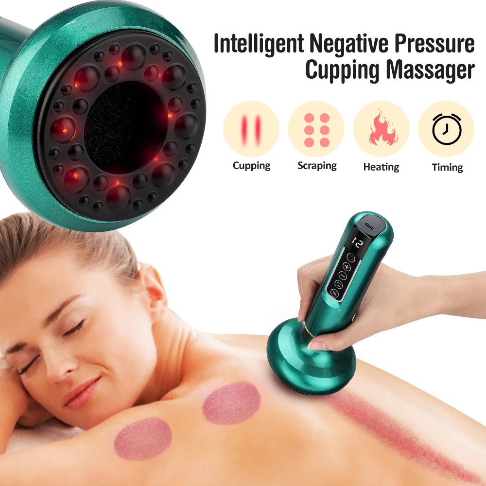 12 Levels Intelligent Negative Pressure Cupping Massager Wireless Scraping Apparatus Heating Dredge Meridian Relieve Fatigue