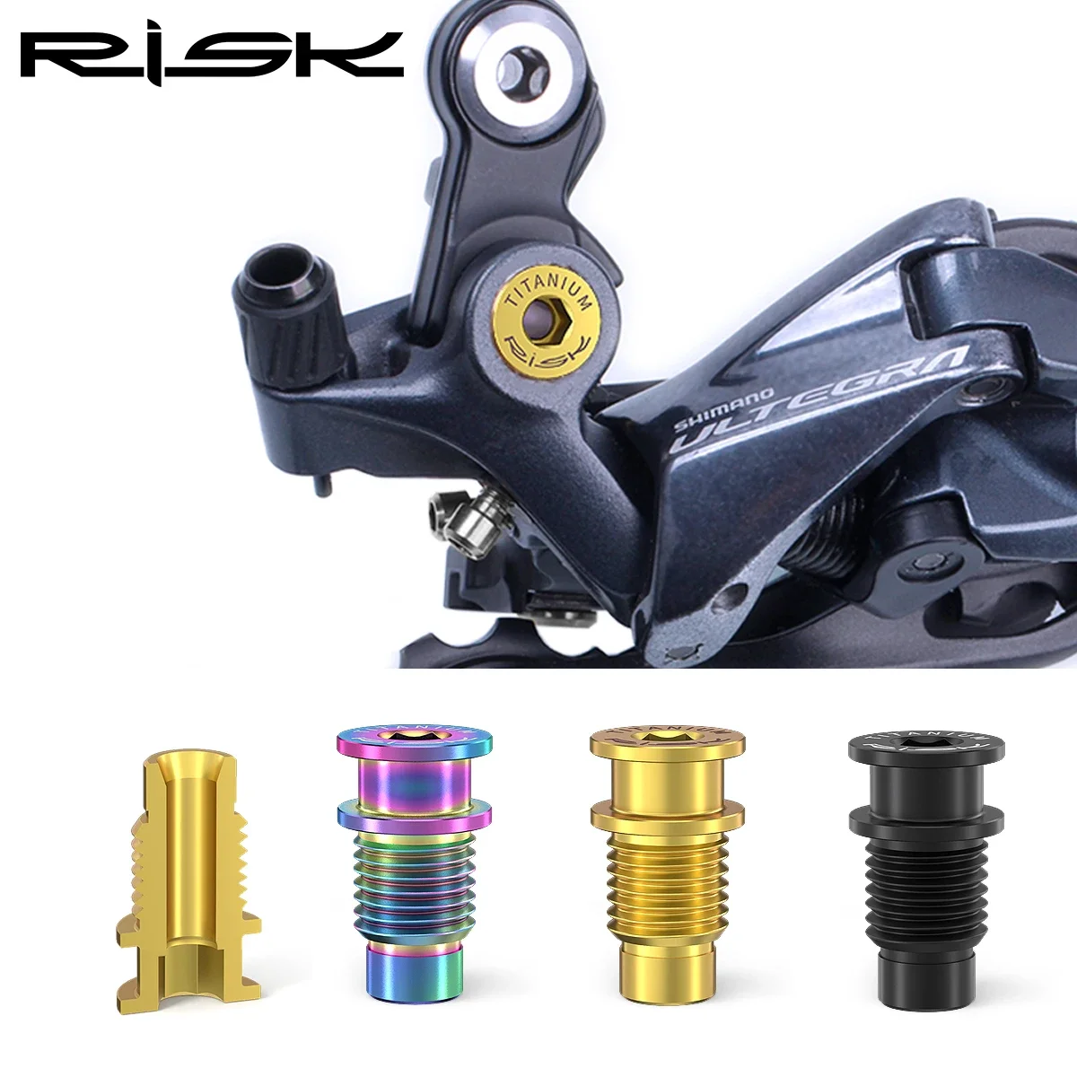 1 piece RISK Road Bike UT R8000 Rear Derailleur Rotation Shaft Bolt Titanium Alloy Bicycle Shift Fixing Axle Screw M10x20.5mm