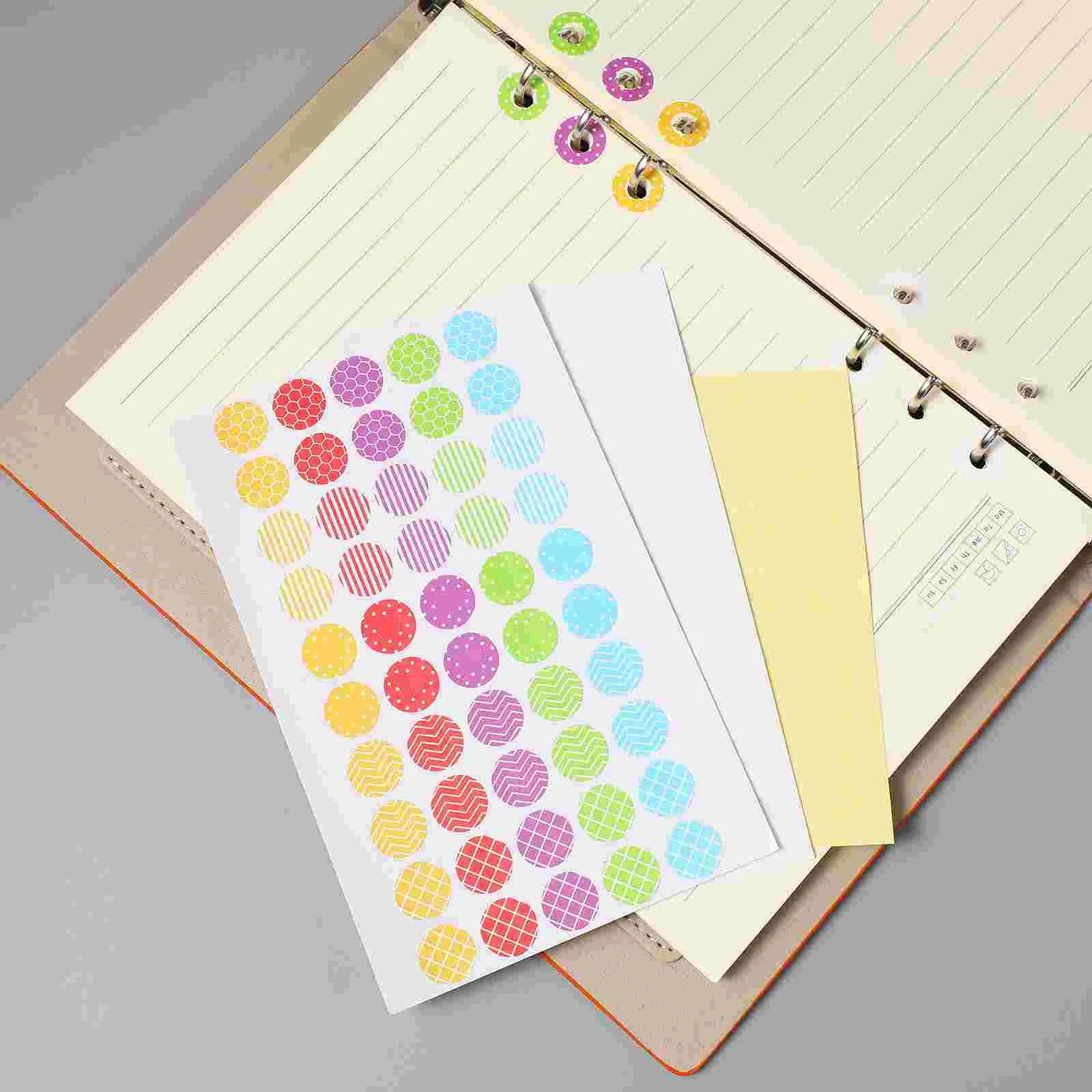 15 Sheets Colored Reinforcement Labels Loose Leaf Accessories Binder Ring Stickers