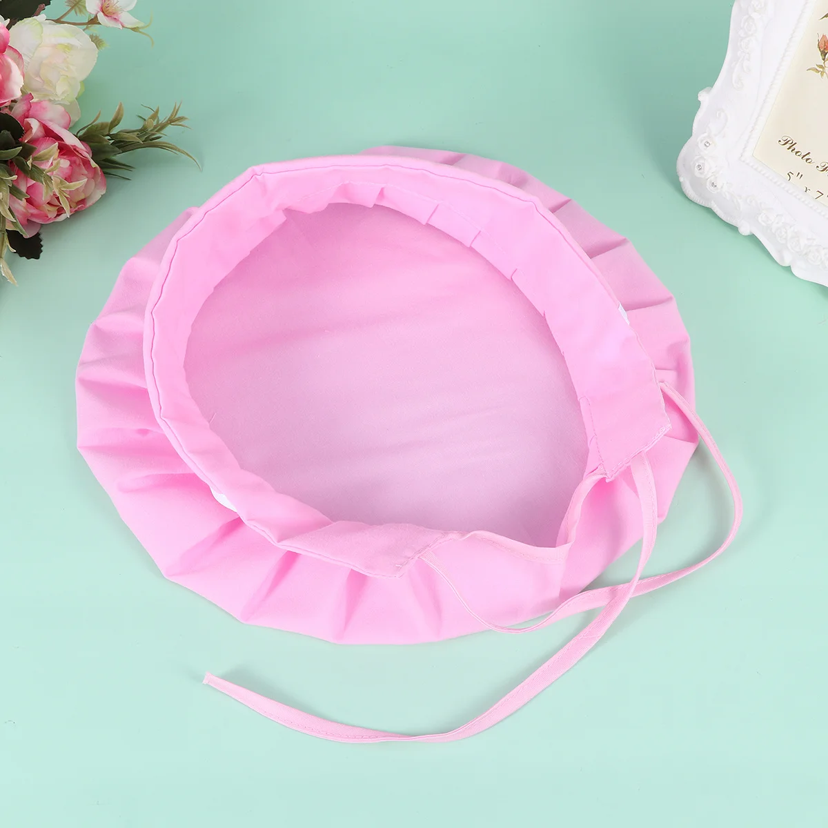 

1pc Adjustable Chef Hat Pure Color Lightweight Working Cap For Catering Staff Food Baking Hat Lace-Up Cotton Cap Pink
