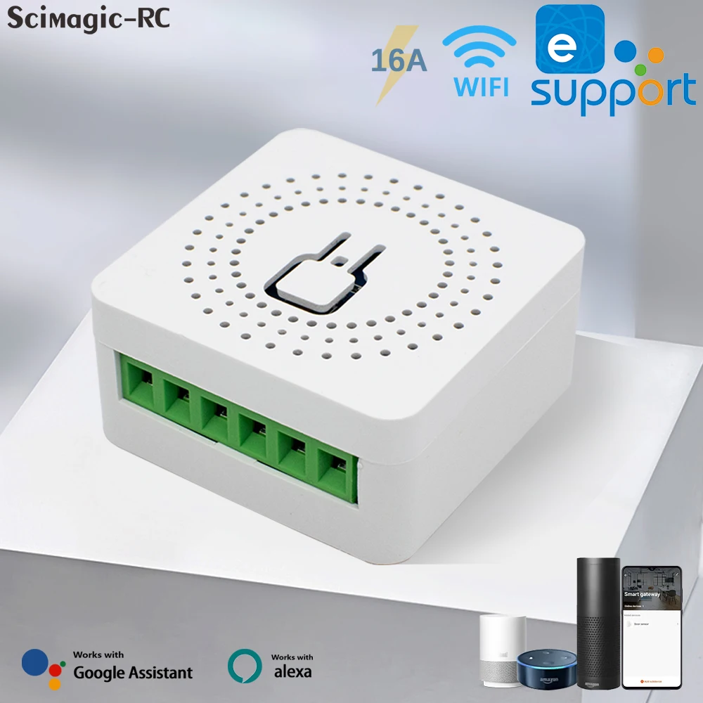 

EWeLink Mini Smart Switch 16A Wireless DIY Light Switches Support 2 Way Control Support Alexa Google Home Voice Control