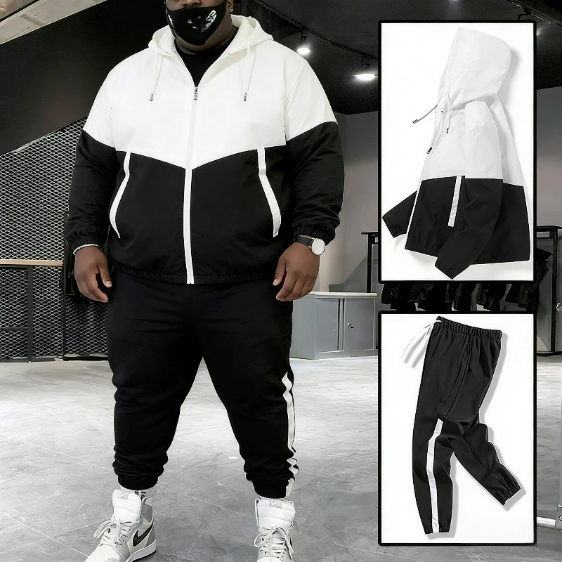 

Spring Autumn 6XL Men's Tracksuit Running Jogging Men Athletic Sports Set Fitness 2 Pieces Jacket+pants Breathable Fishing Suits