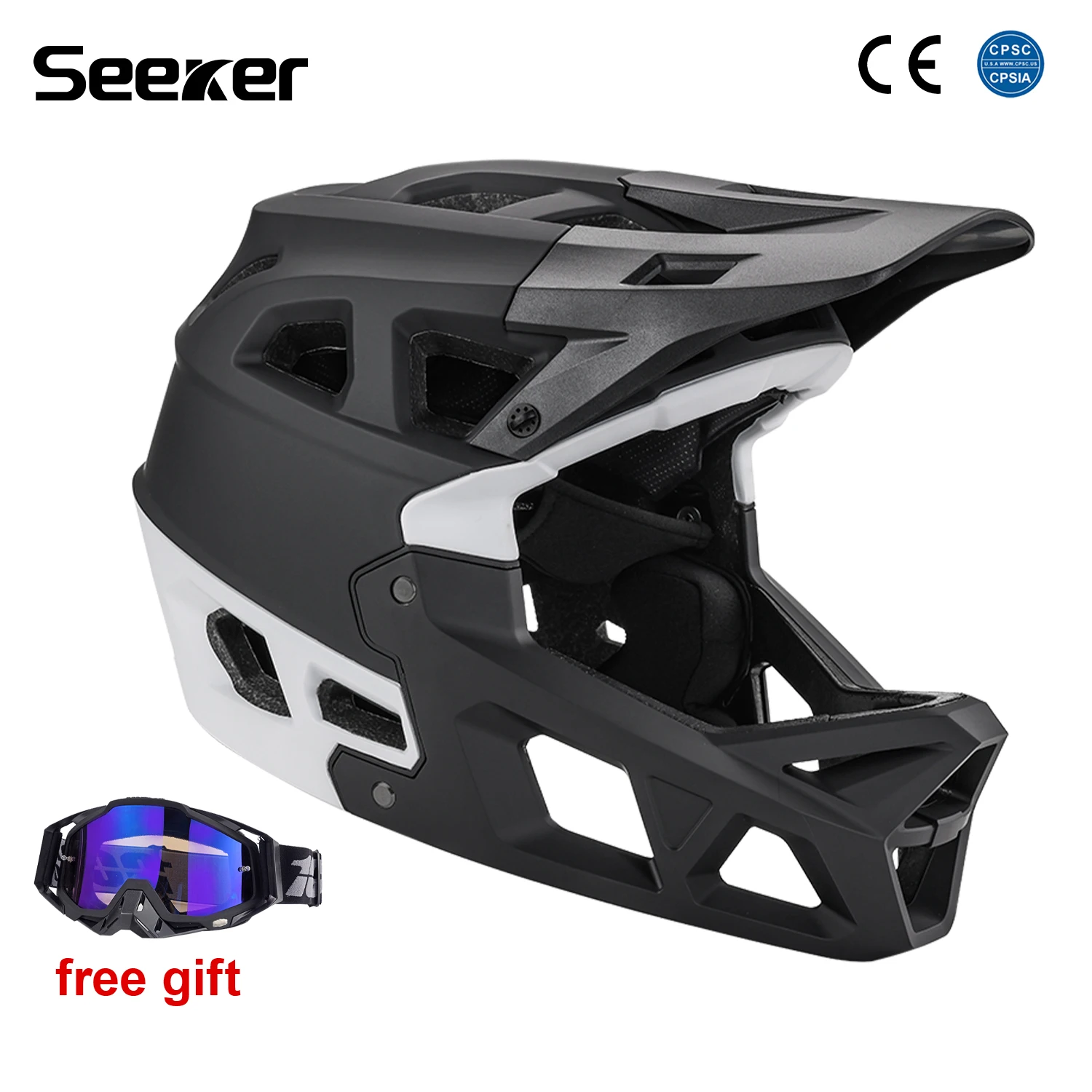 UMUSEEKER Fahrrad-Integralhelm, Downhill DH Offroad MTB Helm, Offroad-Multiszenario-Universal-Atmungsaktiver Fahrradhelm