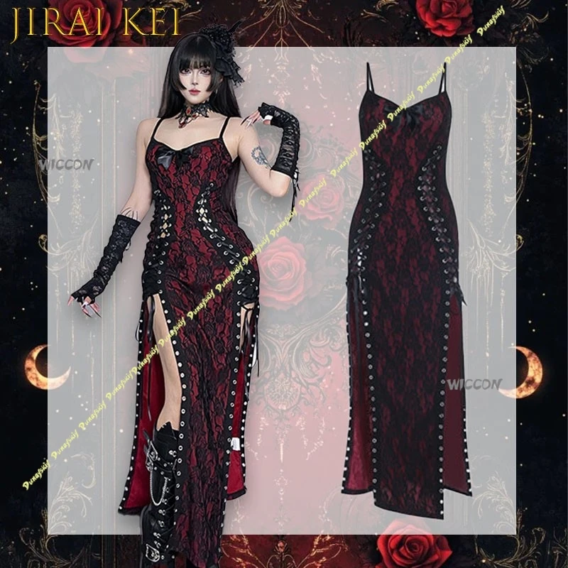

Summer American Sexy Dark Gothic Style Dress Women's Subcultural Y2K Thin Spaghetti Strap Dress Vintage Design Punk Streetwear