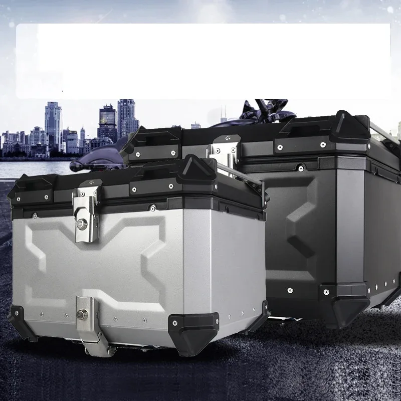 Factory Hot Selling Aluminum Motorcycle Box 65L Top Case Moto 80L Universal Key Lock Helmet Storage Box 100L Moto Tail Box 55L R
