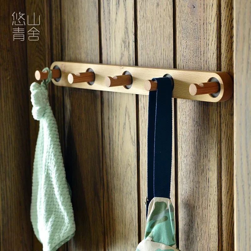 Black Walnut Hanging Clothes Hooks Behind The Door Without Punching Creative Row Hooks Entryway Wall Entry Hanger