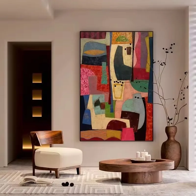 1pc  frameless Canvas Painting Picasso Style Poster Prints Colorful Geometric Abstraction Canvas Painting Wall Art Picture for L