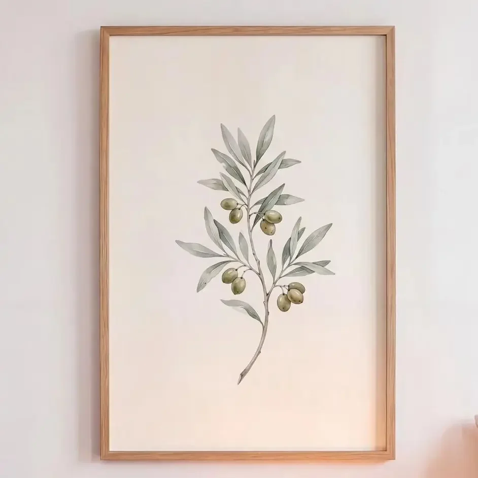 (No frame)Olive Branch Print,Canvas Wall Print,Modern Art Illustration,High‑Grade Home Decoration Artwork for Bedroom,Living