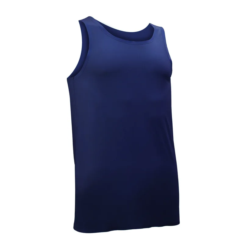 Summer Mens Tank Tops Thin Ice Silk Seamless Vest Man\'s Sleeveless T-Shirts Clothing Solid O Neck Undershirt Male Tees Top L-3XL