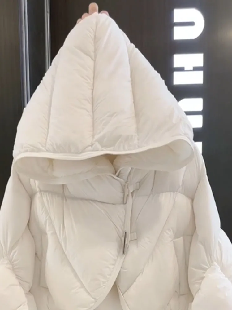 Sli White Ort Damen Daunenjacke 2025, Winter, neues Design, erschwinglich, warm, gemütlich, Polyesterfaser, weiße Du-Daunenfüllung