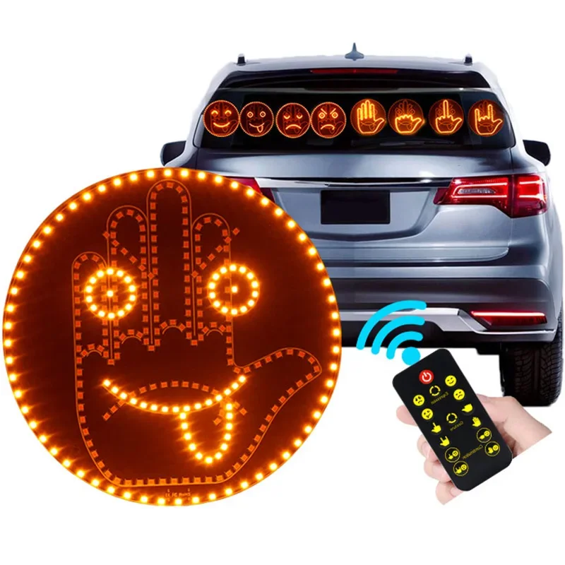 Car Expression Finger Light with Remote Contro Cool Funny Car decorative Light Finger LED Middle Finger Gesture Warning Light