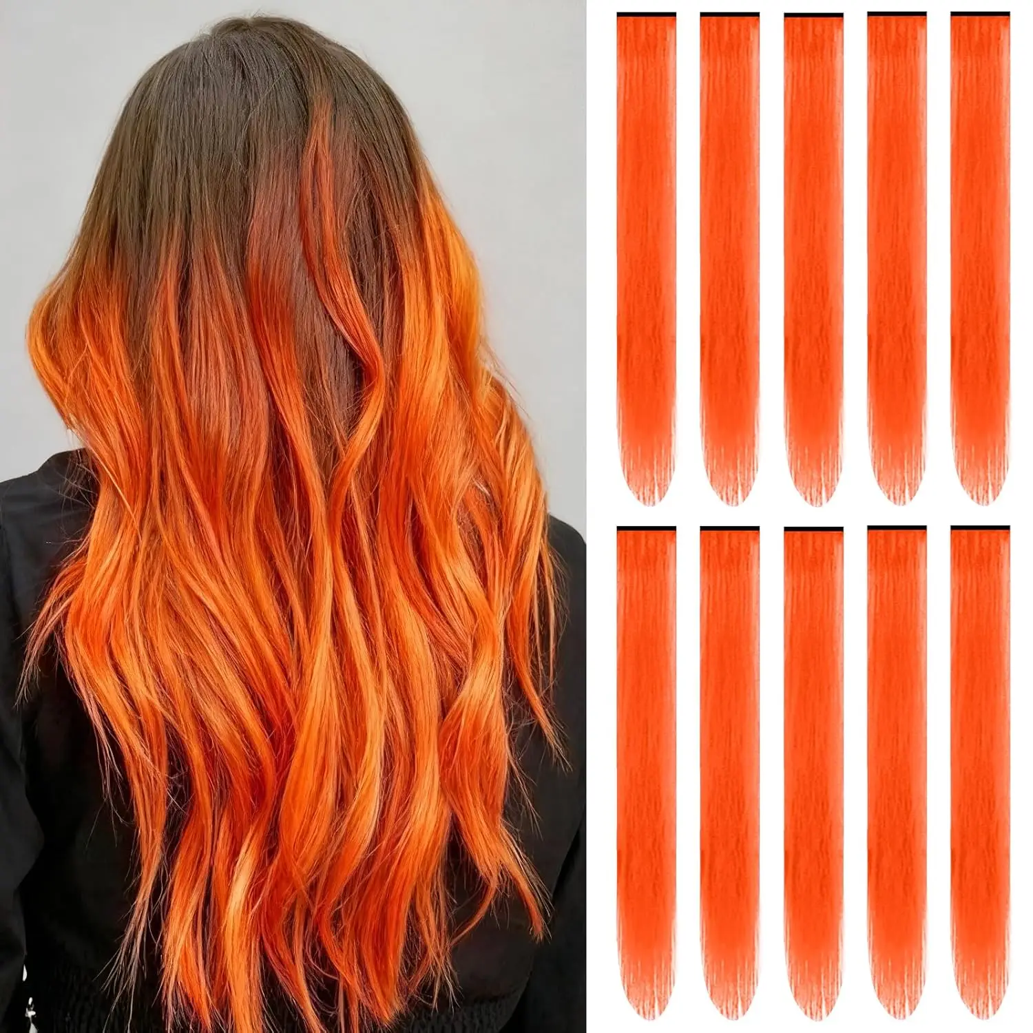 10pc Colored Hair Extensions Clip in Set