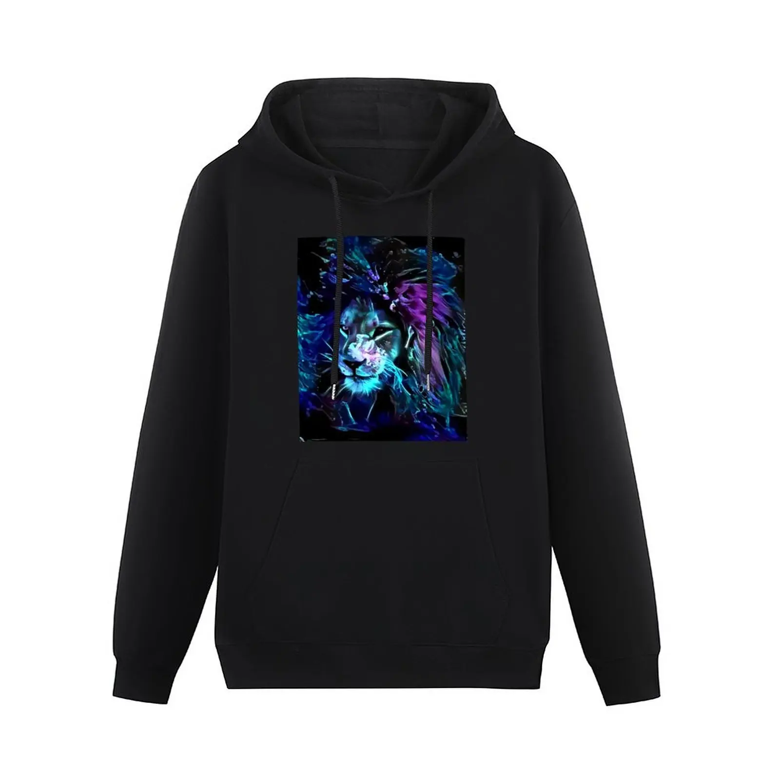 Night of the Neon Lion Pullover Hoodie mens clothing korean style clothes pullover