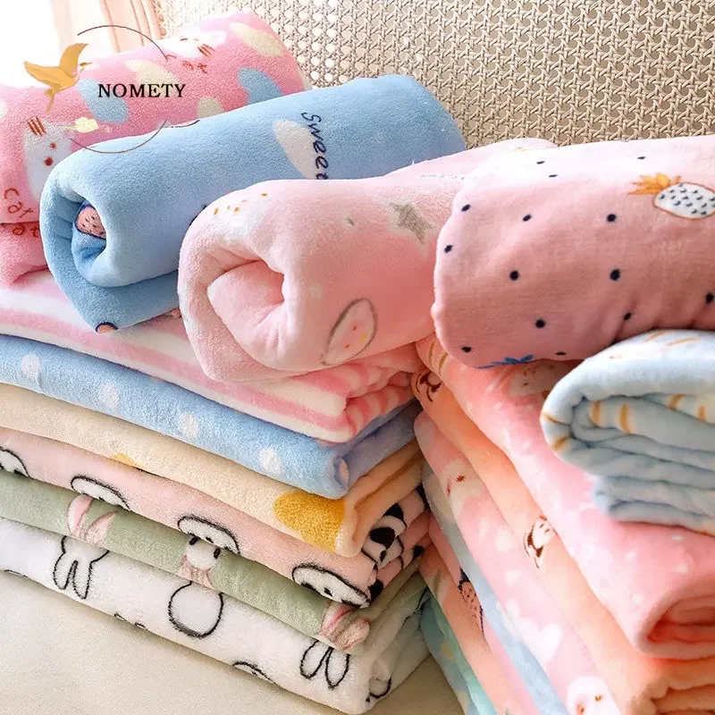 1.6*0.5m Double Sided Flannel Printed Fabric Coral Velvet Pajama Blanket Cushion Dolls Handmade Plush Cloth For Autumn Winter