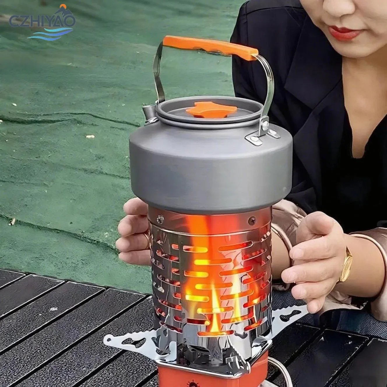 

CZHIYAO Stainless Steel Mini Hand Warmer for Camping and Picnicking-Dual Heating Portable Outdoor Cover Ideal for Cold Winter