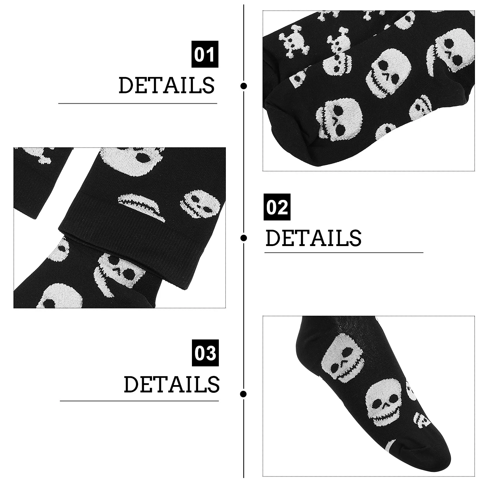 

2 пары хлопковых чулок с черепом на Хэллоуин, черно-белые эластичные дышащие спортивные носки, удобные для взрослых