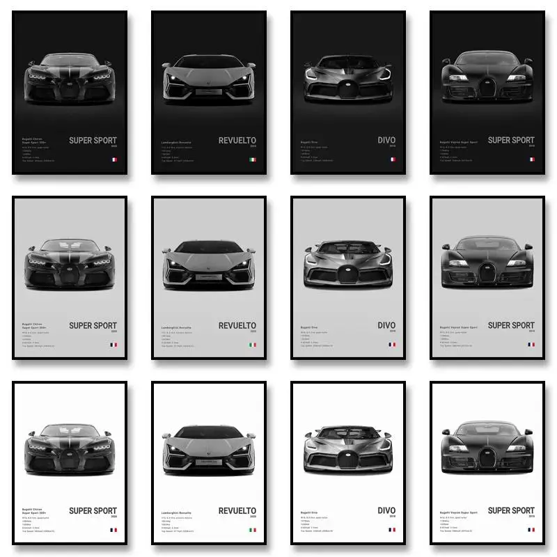 Berühmte Autos Super Sport Wandkunstdruck Poster M P DIVO STO SVJ Moderne Heimdekoration Ungerahmt Geburtstagsgeschenk Wandbild