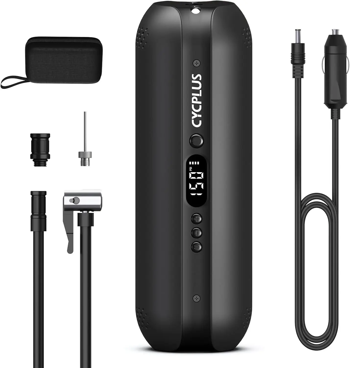 

Portable Tire Inflator 150PSI Cordless Air Pump with Digital Gauge, LCD Display & LED Light, DC/AC 2-in-1 for Car/Motorcycle/E-B