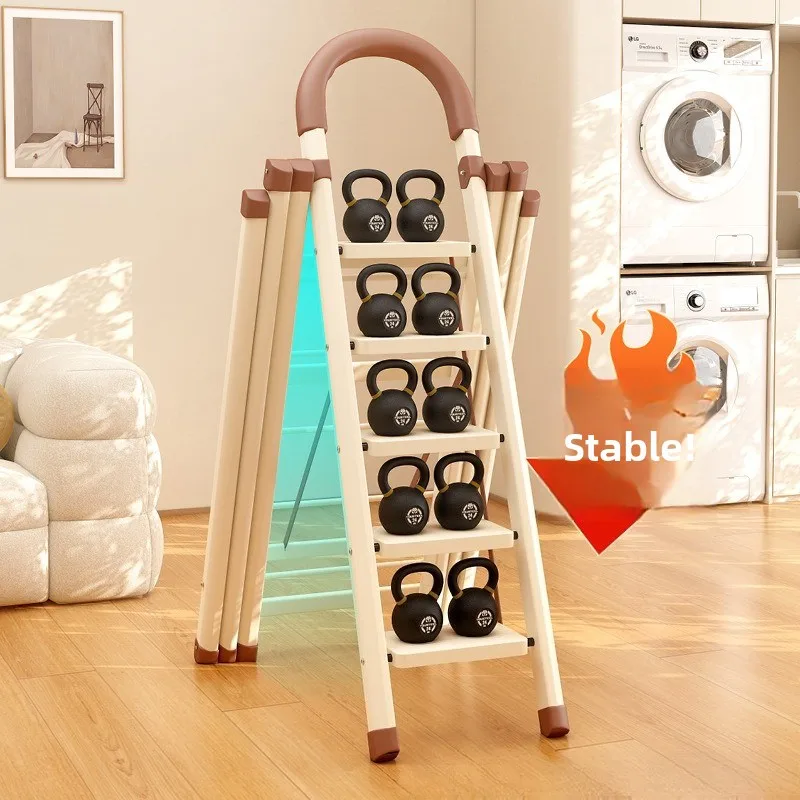 Foldable Thickened Carbon Steel A Frame Indoor Multipurpose Ladder Telescopic Portable Multi‑purpose Folding Ladder Home Ladder