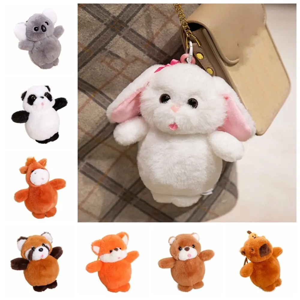 Criativo coelho capivara chaveiro de pelúcia urso guaxinim animal boneca chaveiro macio conforto brinquedos de pelúcia pequeno pingente crianças presentes