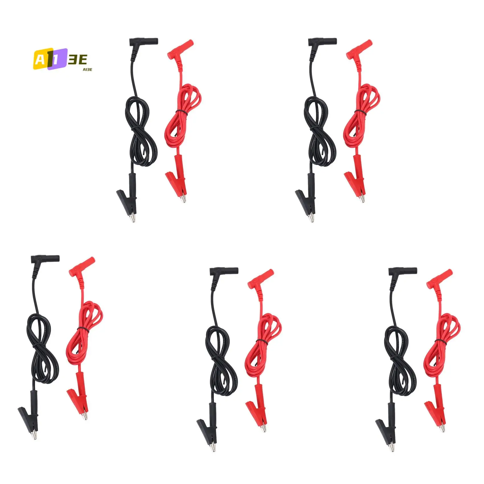 

A13E-5X Pair Banana Plug To Alligator Clip Test Lead Crocodile Clip Lab Test Cable With Banana Plug Heavy Duty 1M Long