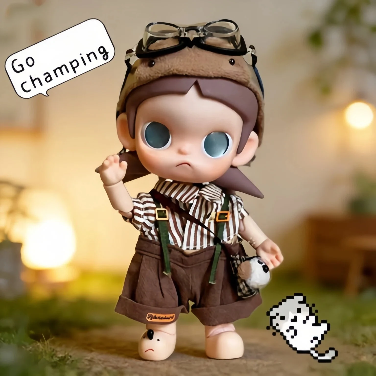 

For Zsiga1/8 Dolls Clothes Latest "Camping Squad" Glasses Bag Strap Pants Set Cute Fashion Doll Changing Dress Decoration