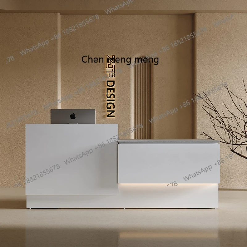 

Company Welcome Desk Reception Desk Simple Modern Office Painting Front Desk 2.4 meters