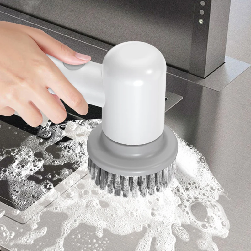 Sikat pembersih listrik nirkabel, untuk Dapur/kamar mandi multi-fungsi penggosok putar otomatis 4 kepala pengganti