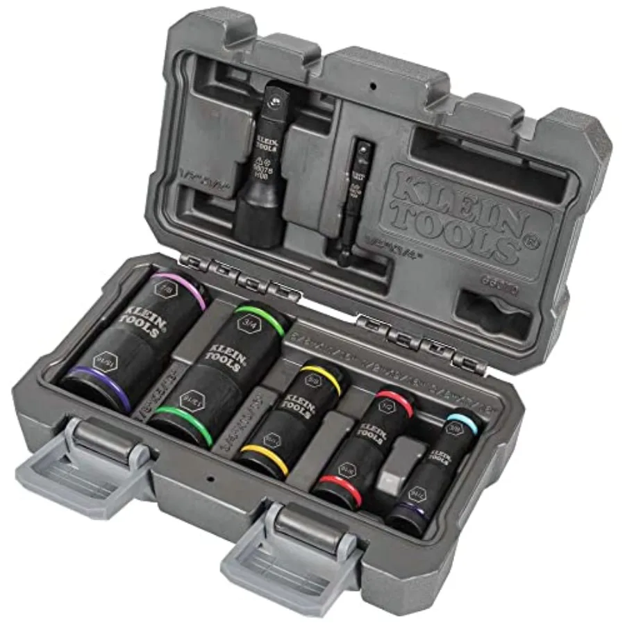 

66070 Impact Socket Set Five Impact Driver Flip Sockets with 1/4-Inch Hex and 1/2-Inch Square Adapters 7-Piece