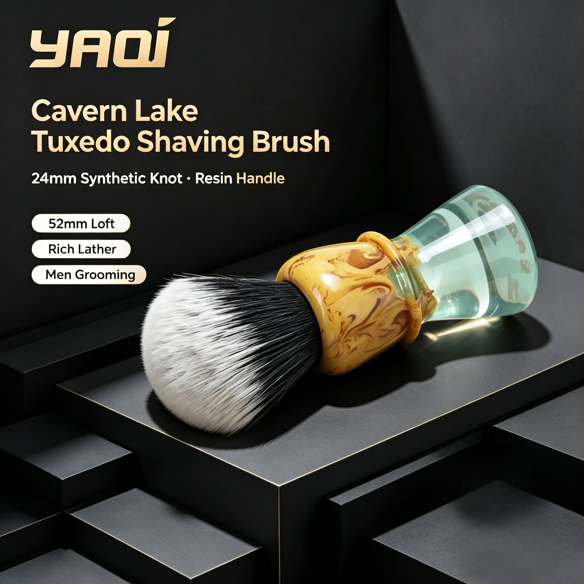 2026 Yaqi Cavern Lake Tuxedo Men's Wet Shaving Brush Knot Brush for Facial Hair Care