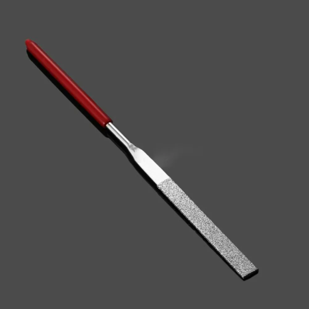 Diamond Needle File Non-slip Handle DIY Red Plastic Handle Metal Stone Grinding Flat Diamond Jewelry Polishing Tool Needle