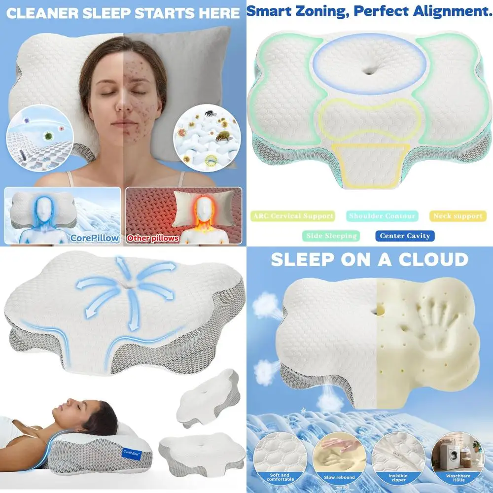 

Neck Support Memory Foam Pillow, Ergonomic Design for Side and Back Sleepers, Breathable, Cloud Comfort (2-Pack, White)