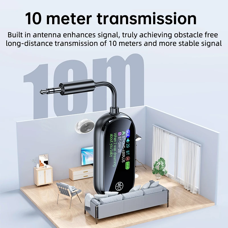 2-in-1 Bluetooth 5.4 Sender Empfänger Stereo 3,5 mm AUX Flugzeug Audio Wireless Adapter Mikrofon für TV PC Kopfhörer Auto Flugzeuge – Detail 10