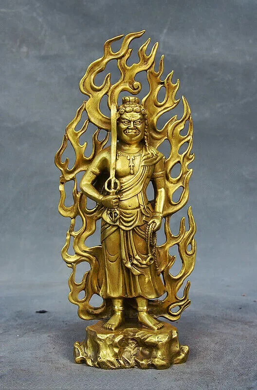 Chinese Brass Copper Acala Fudosan Acalanatha Wisdom King Aryaacalanatha Statue