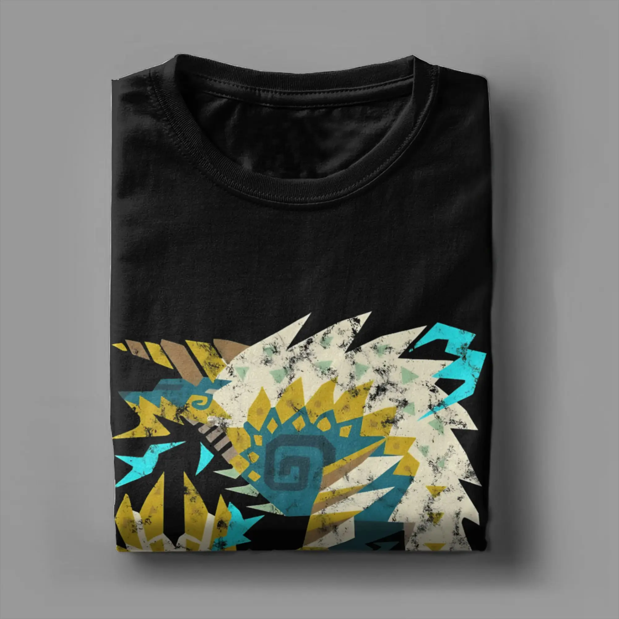 Men's Monster Hunter  T-Shirts World Iceborne Zinogre Kanji Icon  100 Cotton Top Tees Summer Y2K Basic T Shirt O Neck Tee Shirt